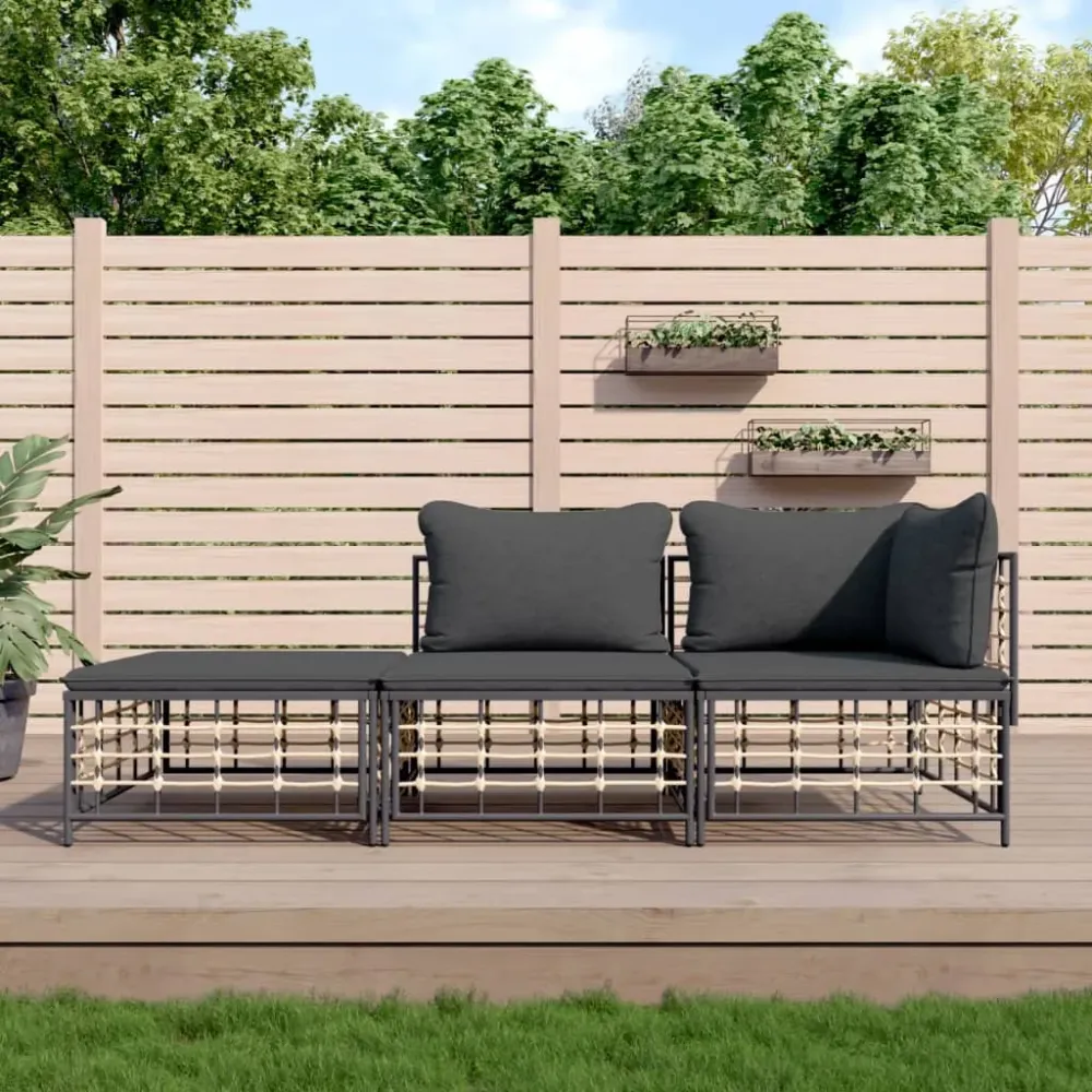 Conjunto de jardín Creta 3 piezas con cojines 80x212x72 cm