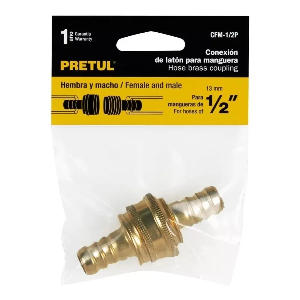Juego conectores 1/2" macho/hembra de latón laminado, pretul CFM-1/2P
