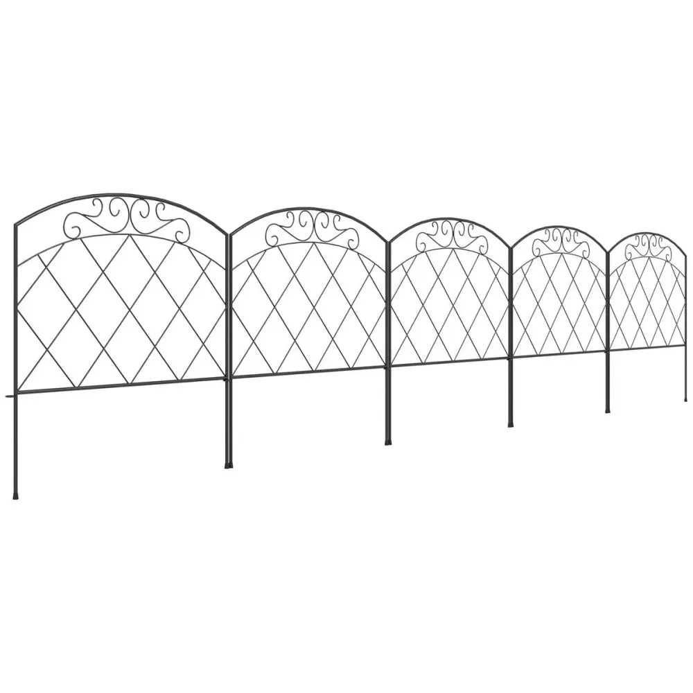 Pack de 5 vallas de jardín Prímula Outsunny personalizable negro 61x305 cm