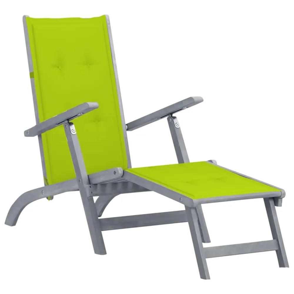 vidaXL tumbona de jardín con reposapiés y cojín madera maciza acacia