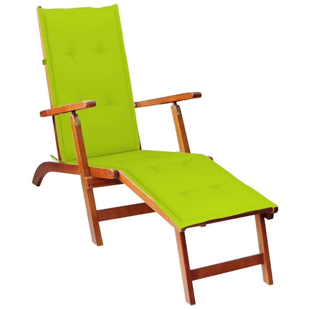 vidaXL tumbona de jardín con reposapiés y cojín madera maciza acacia