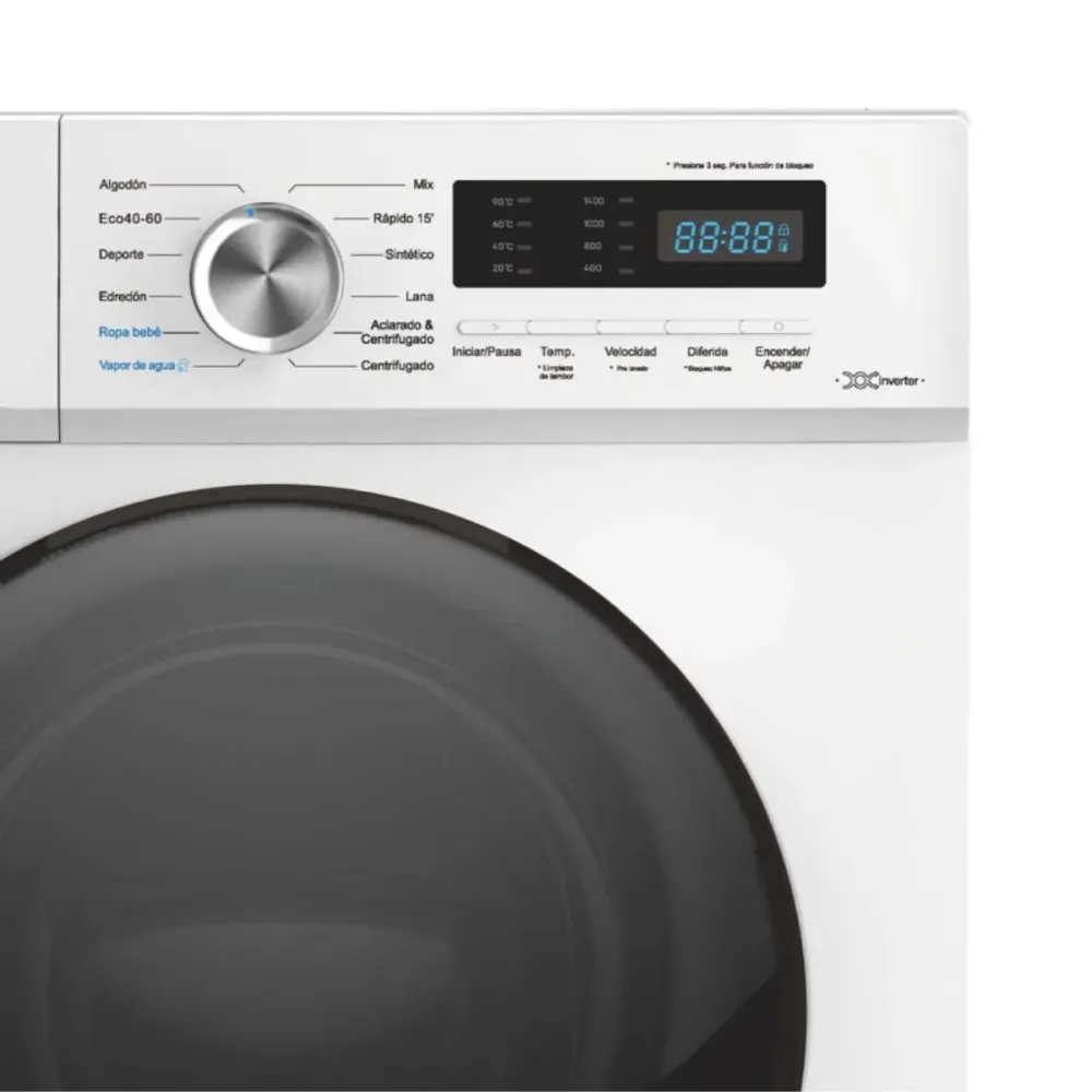 Lavadora carga frontal Aspes AL9400CIDVB 9kg 1400 rpm 12 programas C blanco/negro 60 cm