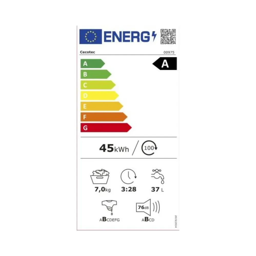 Lavadora carga frontal Cecotec Bolero DressCode 7150 7kg 1400 rpm 12 programas blanco/negro 59,5 cm