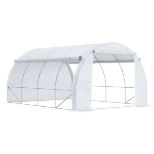 Outsunny Invernadero de Exterior 4x3x2 m Invernadero de Túnel con Puerta y 8 Ventanas de Malla Enrollables Invernadero de...