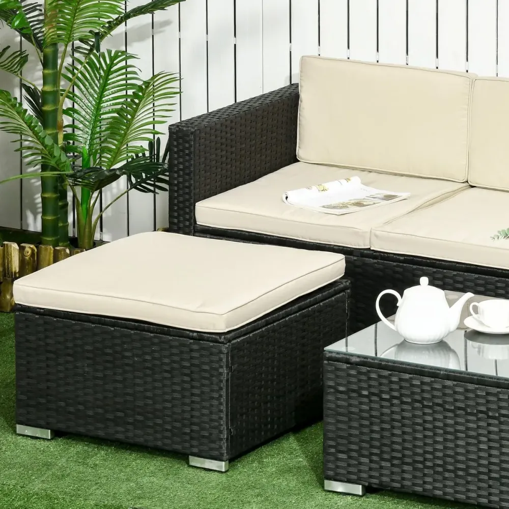 Funda de Cadena Conjunto de jardin Outsunny 3 piezas ratán negro
