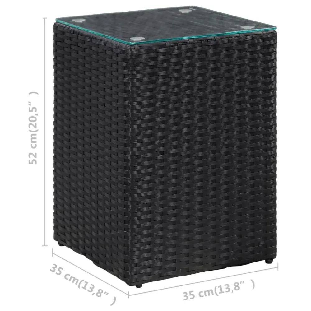 Mesa auxiliar de jardín Palermo ratán sintético negro 52x35x35 cm