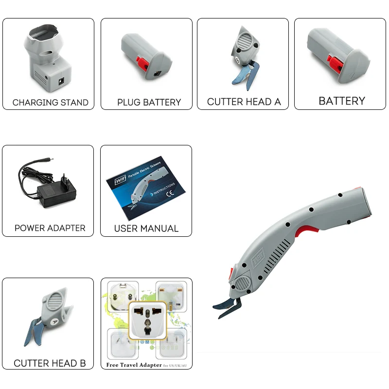 Cable de Extensión (WBT-1) Tijera Eléctrica Recargable 110V para Kevlar