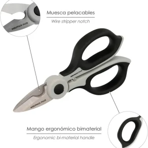 Kit de Afilado WOLFPACK LINEA PROFESIONAL Tijeras Electricista 155 mm. Mango TPR Plus No tension. Hojas Acero Inoxidable,...