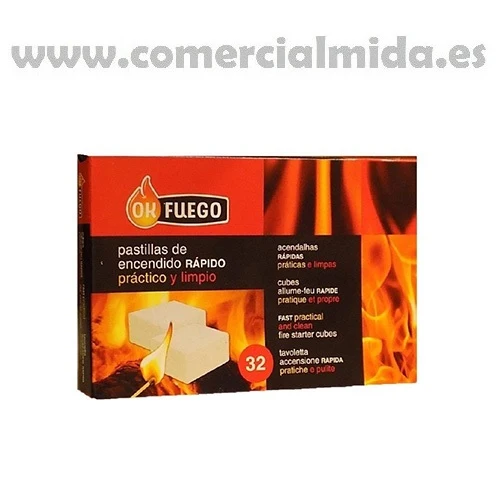 Caja de 32 pastillas de encendido OK FUEGO para chimeneas, estufas, barbacoas... | pH Balanceado |