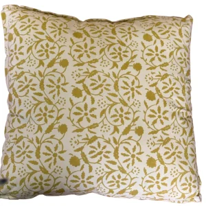 Cojín cuadrado estampado beige-mostaza