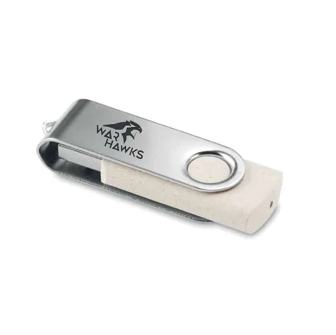 Memoria USB Sostenible de Cañ de Trigo y Aluminio Especial Personalización Láser W100 16Gb