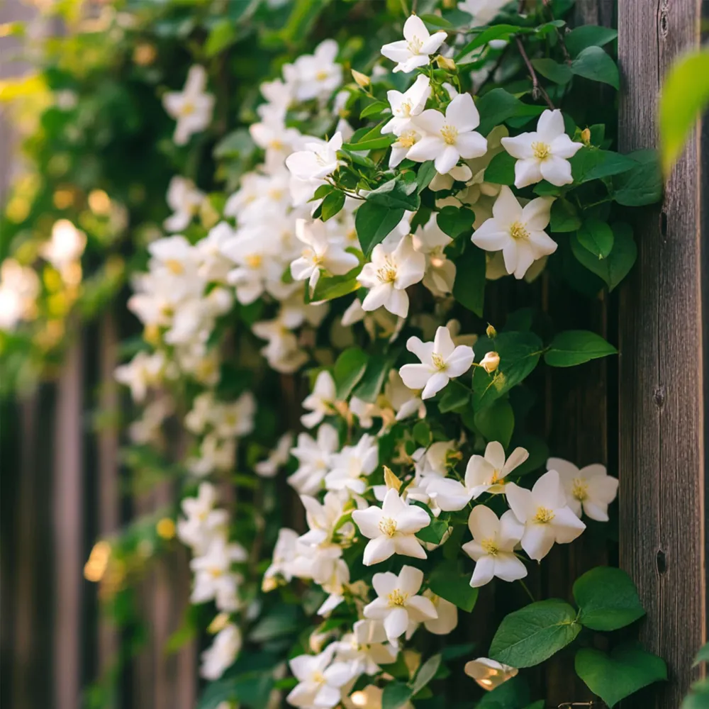 Estatua de Concreto Jazmín Estrellado - 3 Pzs - Jasminum 'officinale's - Altura 25-40cm - ⌀9cm