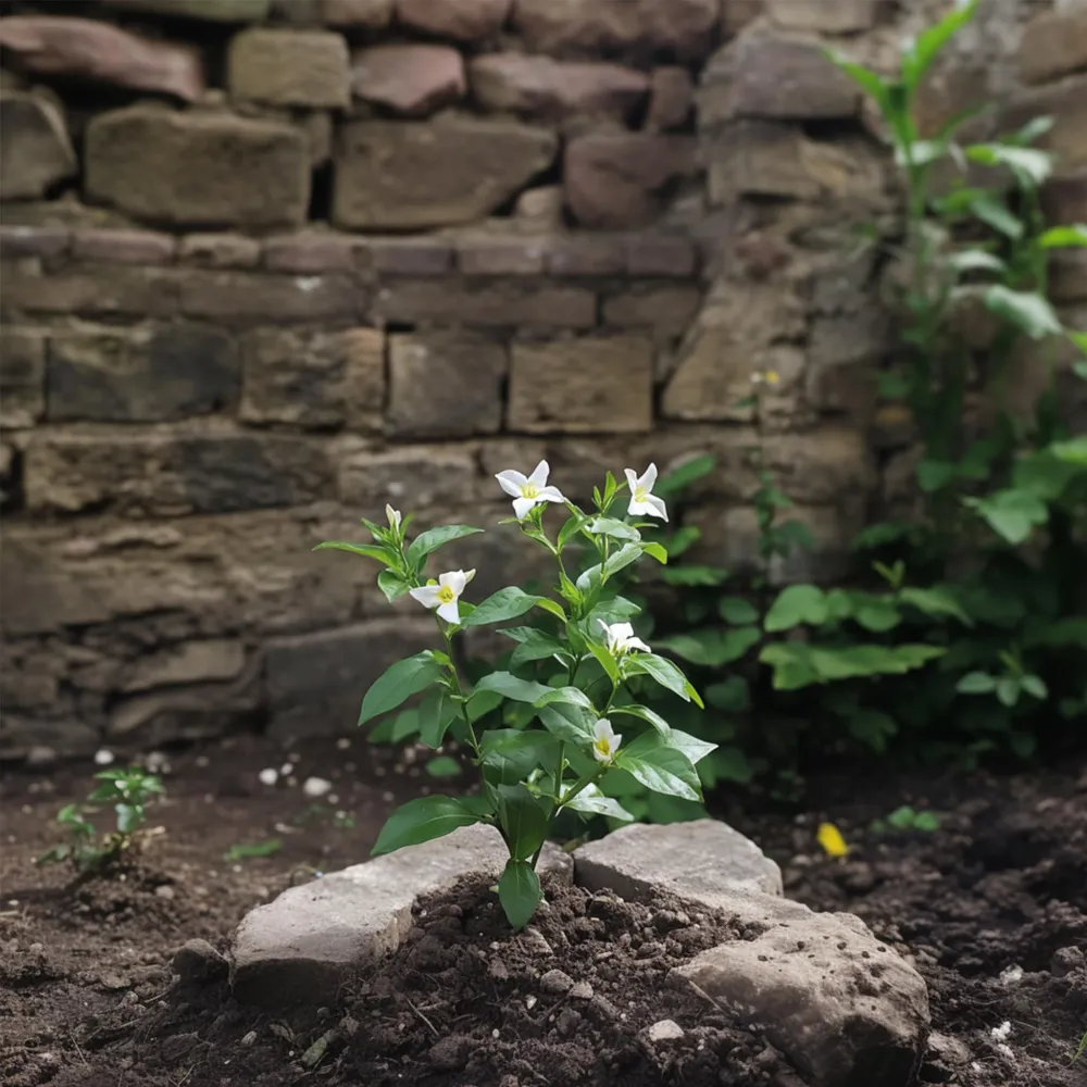 Estatua de Concreto Jazmín Estrellado - 3 Pzs - Jasminum 'officinale's - Altura 25-40cm - ⌀9cm