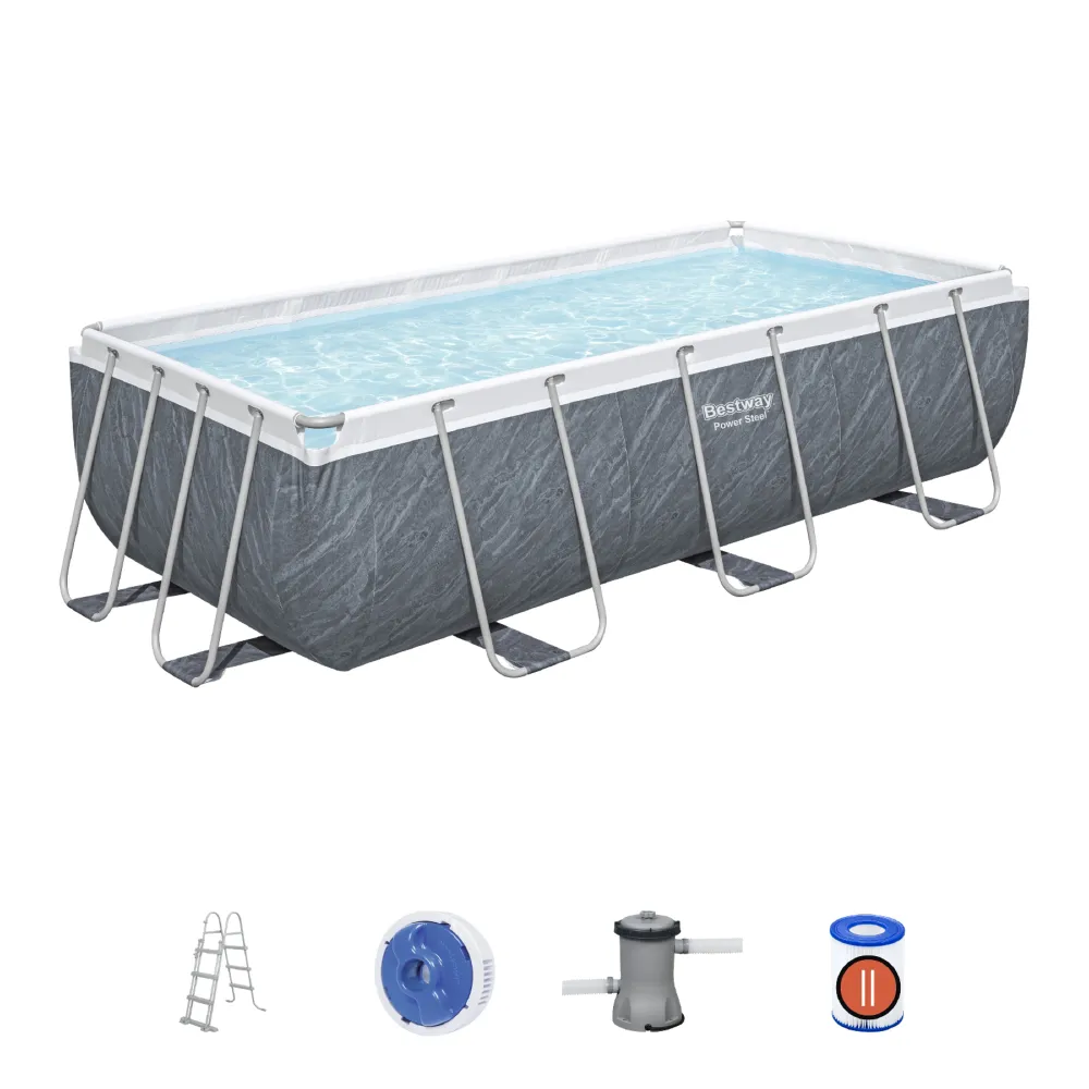 Piscina desmontable Bestway power inoxidable 404x201x100 cm con depuradora de ca
