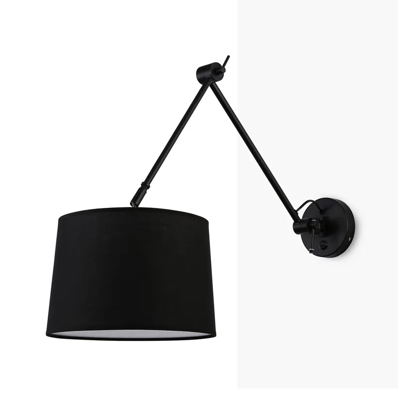 Aplique cilíndrico atemporal articulado, aluminio negro, pantalla E27 con 3 Cabezales de Riego