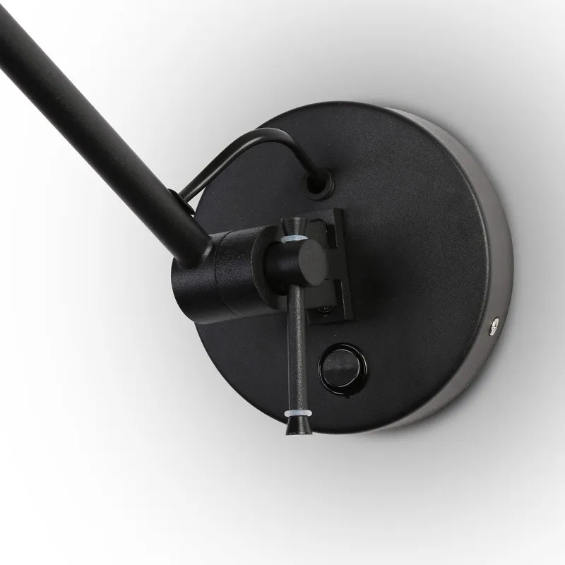 Aplique cilíndrico atemporal articulado, aluminio negro, pantalla E27 con 3 Cabezales de Riego