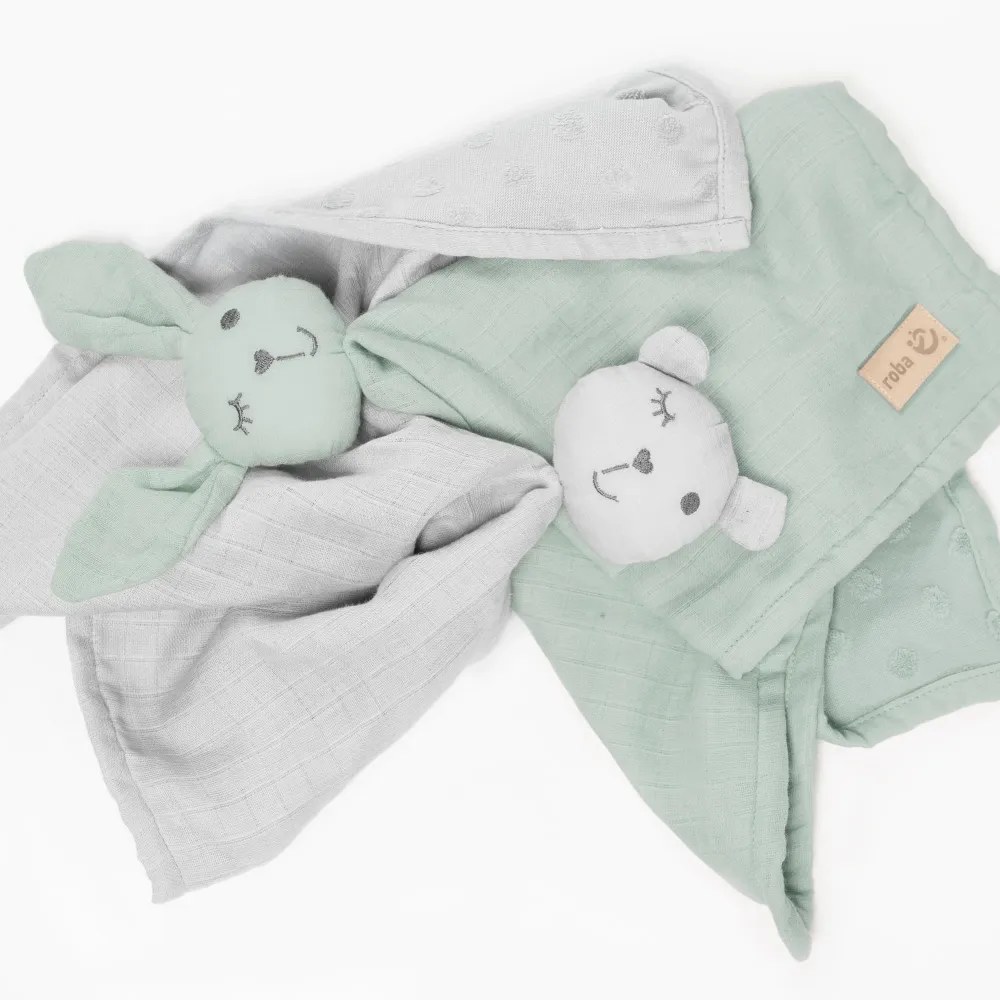Biológico Cuddly Cloth 'Lil Planet' Frosty Green, 40 x 40 cm, Muslin & Jersey, GOTS Certified