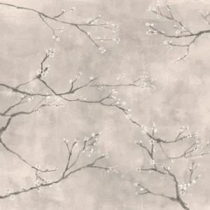 Fresco panorámico cerezos japoneses gris 300x280cm