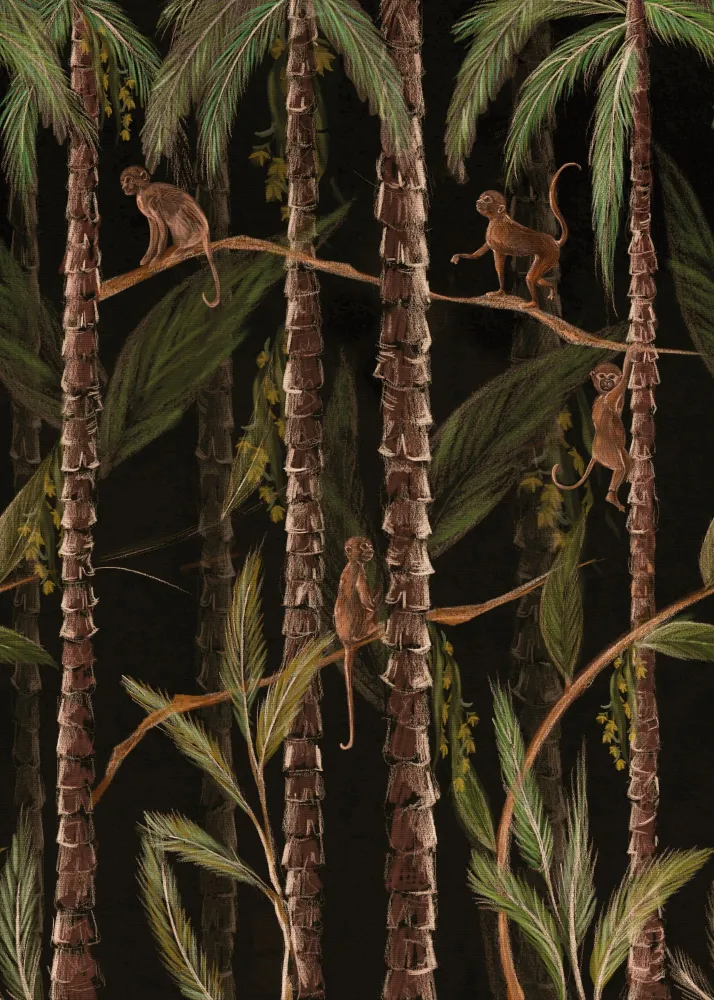 Fresco panorámico mono jungla verde marron 200x280cm