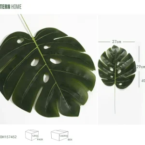 Hoja de tortuga de 49 cm de plástico, alambre de hierro, verde negro, simulación fresca, adornos de plantas verdes, decora...