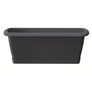 Jardinera Respana con soporte de plastico en color antracita 78,6 (largo) x 18,4 vasto x 14,5 (alto) cm