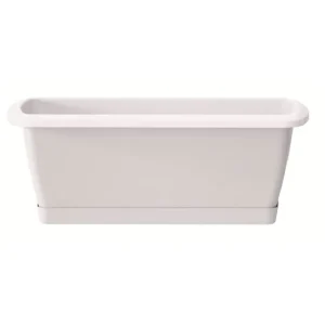 Maceta Autoriego Jardinera Respana con soporte de plastico en color blanco 78,6 amplio x 18,4 (ancho) x 14,5 (alto) cm