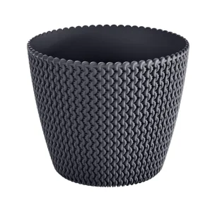 Maceta Redonda 5L Prosperplast Splofy De Plastico En Color Antracita, Ø21,8 X 18,4 Cm