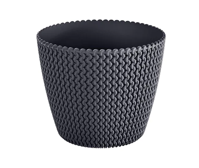 Maceta Redonda 5L Prosperplast Splofy De Plastico En Color Antracita, Ø21,8 X 18,4 Cm