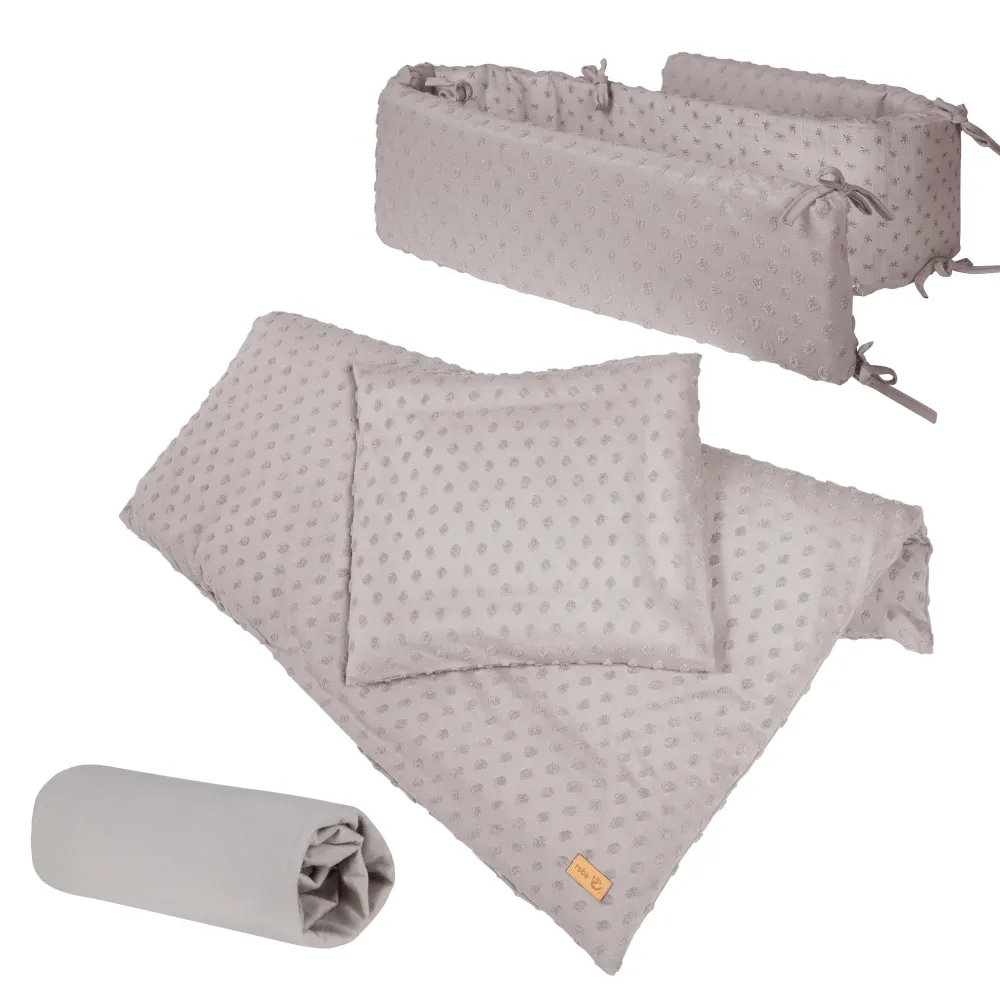 Organic Gift Set 'Lil Planet' Silver Grey, Organic Bed Lino, Bed Sheet & Bumper