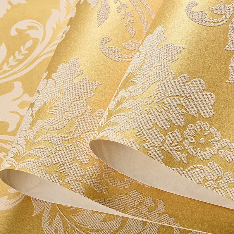 Papel pintado de damasco clásico europeo, decoración de pared sin pegar de arlequín y flores de 31 pies x 20,5 pulgadas |...