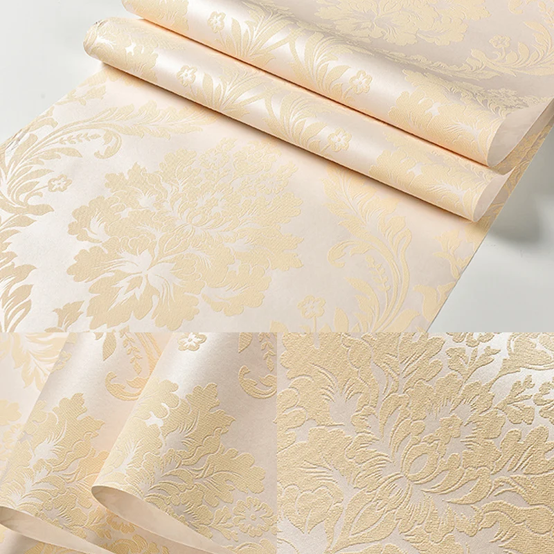 Papel pintado de damasco clásico europeo, decoración de pared sin pegar de arlequín y flores de 31 pies x 20,5 pulgadas |...