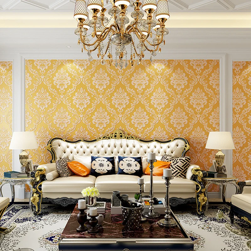 Papel pintado de damasco clásico europeo, decoración de pared sin pegar de arlequín y flores de 31 pies x 20,5 pulgadas |...