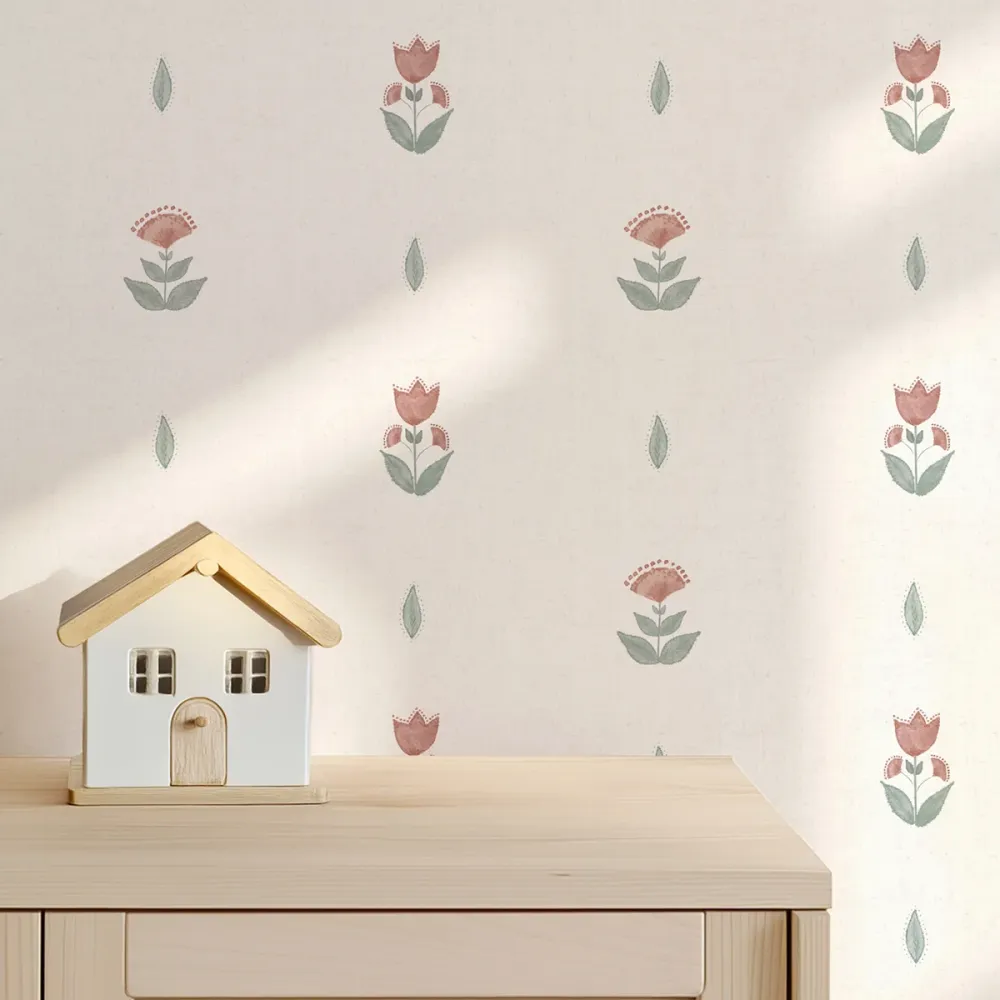 Papel pintado Indian Flowers Acqua Salmón (Kit para Hierbas)