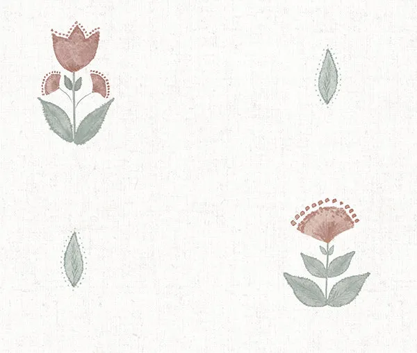 Papel pintado Indian Flowers Acqua Salmón (Kit para Hierbas)