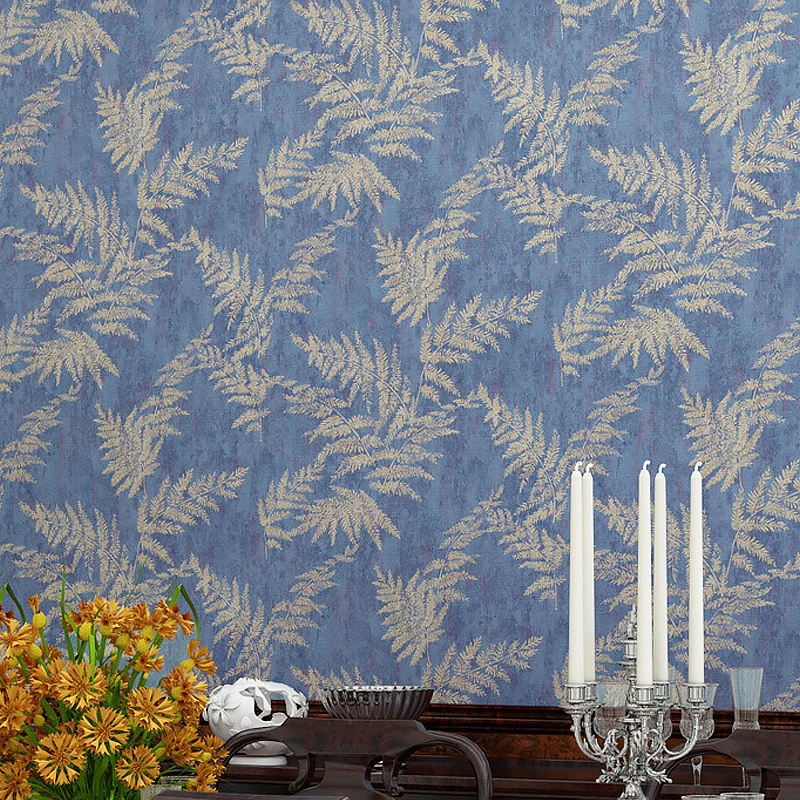 Papel pintado peculiar de hojas azules para dormitorio, sin pegar, 31 pies x 20,5 pulgadas Azul