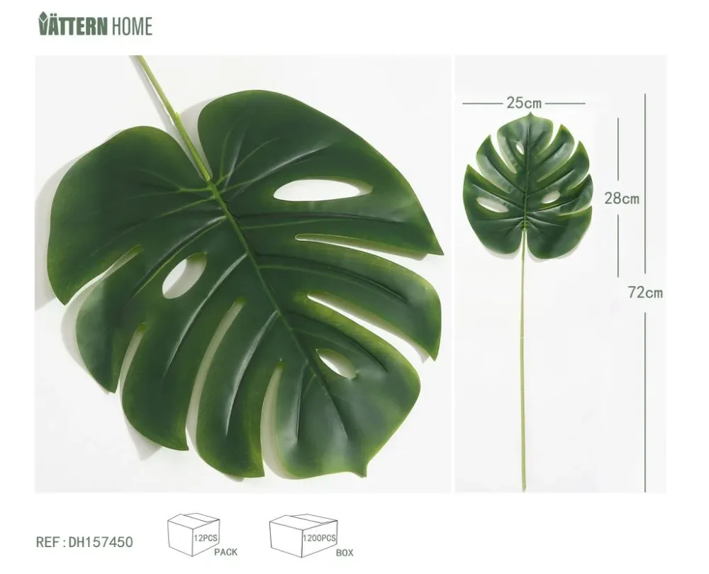 Profesional Hidropónico Hoja de tortuga 72CM, verde sombrío, plástico, alambre de hierro, adornos de plantas verdes simula...