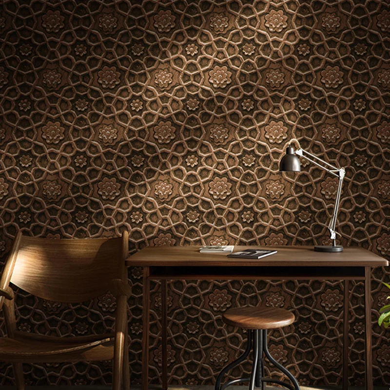 Rollo de papel tapiz de círculos entrelazados, arte de pared Cyberpunk de Color sombrío para dormitorio, resistente la hum...