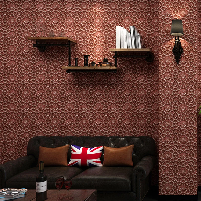 Rollo de papel tapiz de círculos entrelazados, arte de pared Cyberpunk de Color sombrío para dormitorio, resistente la hum...
