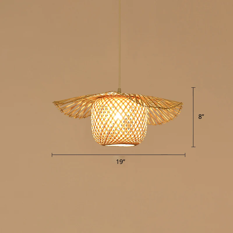 Sustrato Especializado Simplicity Lampada sospensione foglia di loto Lampada sospensione per ristorante 1 luce bambù legno