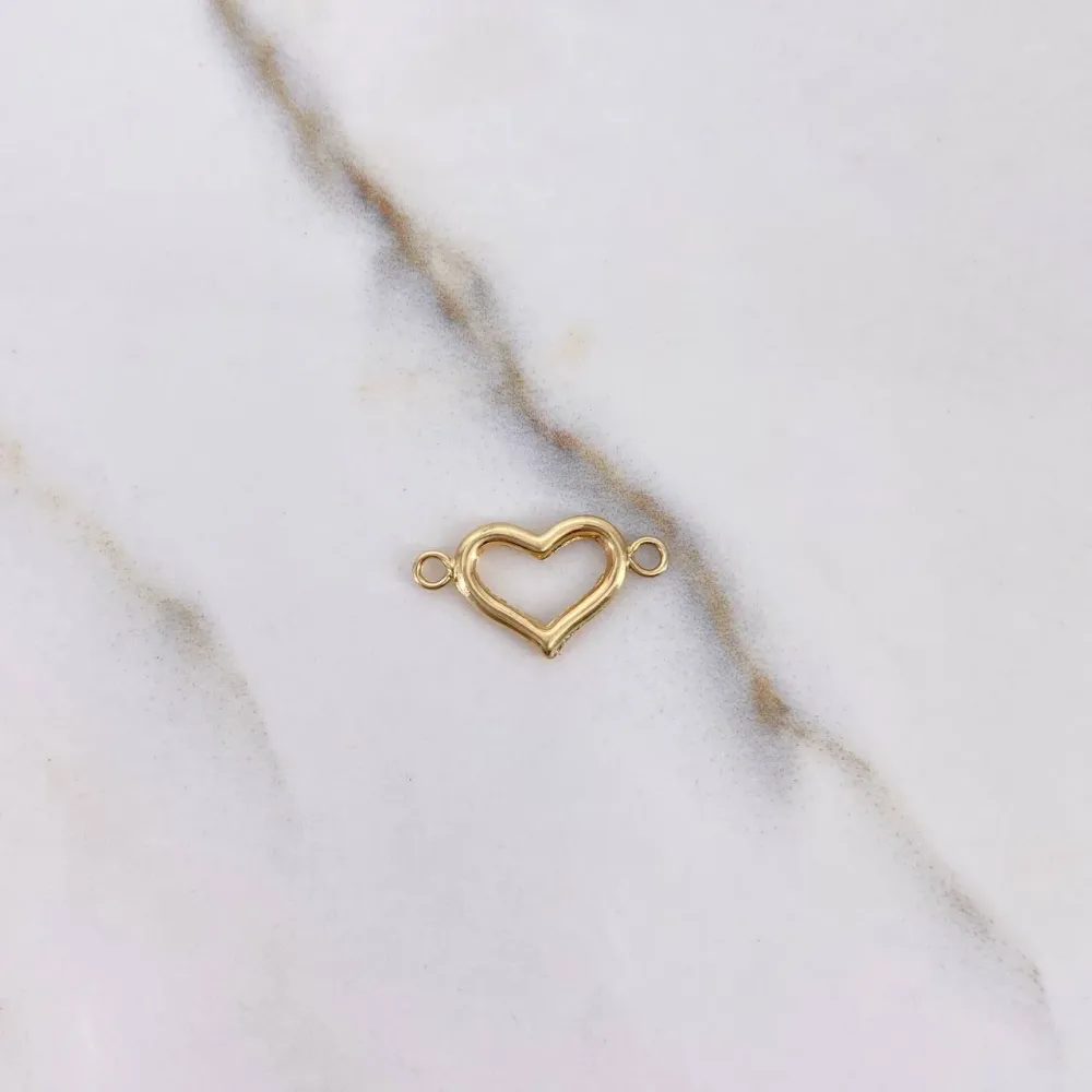 Herraje Silueta Corazon 1.25gr / 2.3cm / Liso Oro Amarillo $ con Filio de Acero al Carbono