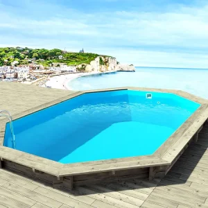 Completo con Accesorios Piscina de madera brazilia 5,86 x 3,86 x 1,20 m + bomba de calor reversib