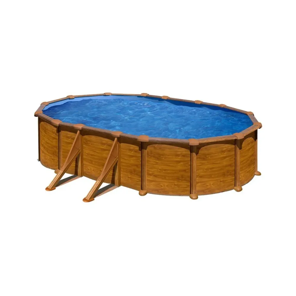 Completo con Accesorios Piscina Sicilia Gre ovalada pared acero marrón 120x500x300 cm