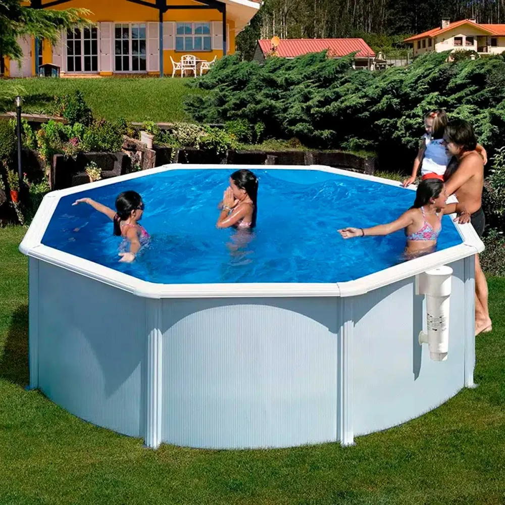 Piscina con Filtro Piscina Bora Bora Gre redonda pared acero blanco