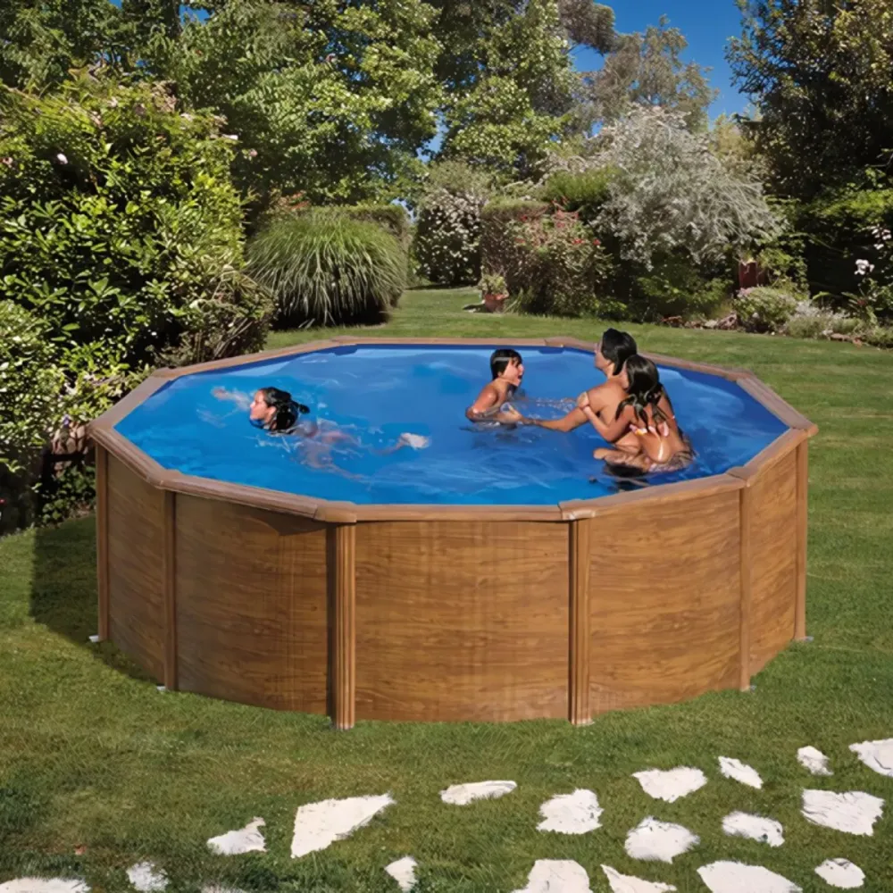 Piscina Sicilia Gre redonda pared acero marrón con Certificación de Seguridad