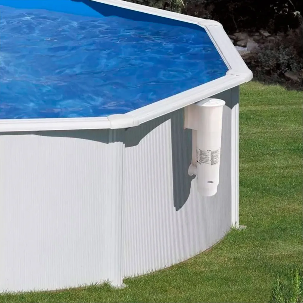 Piscina de Temporada Piscina Bora Bora Gre redonda pared acero blanco