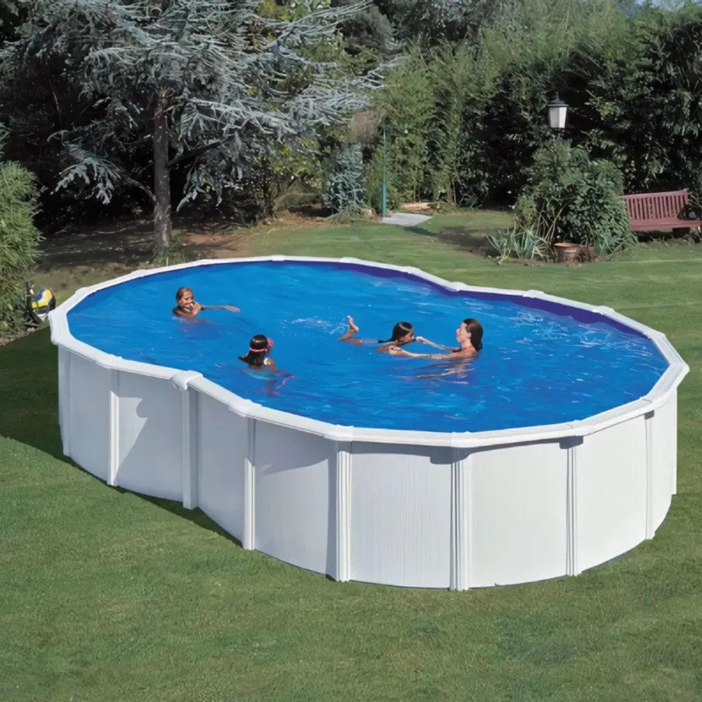 Piscina Varadero Gre ovalada pared acero blanco para Familias Grandes