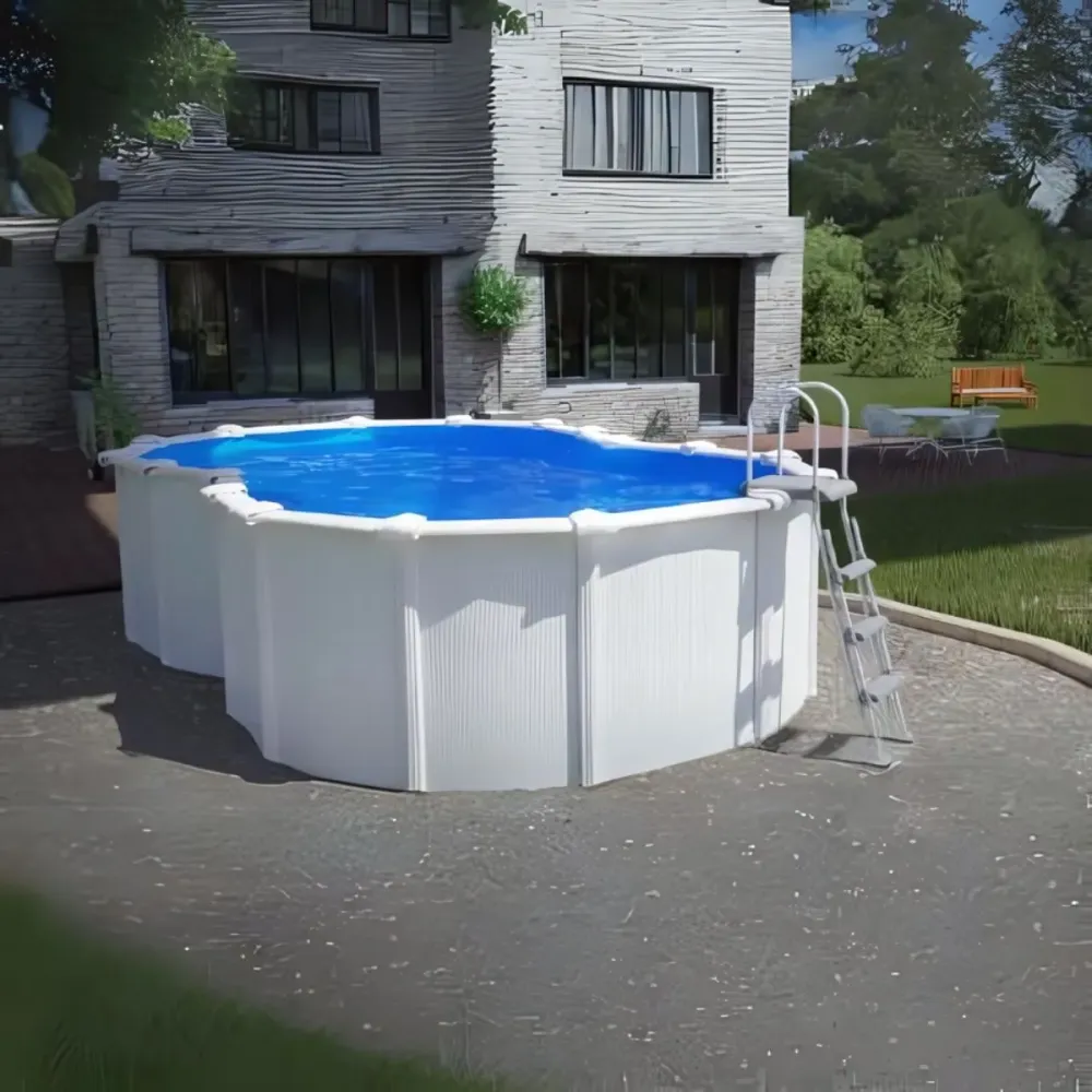 Piscina Varadero Gre ovalada pared acero blanco para Familias Grandes