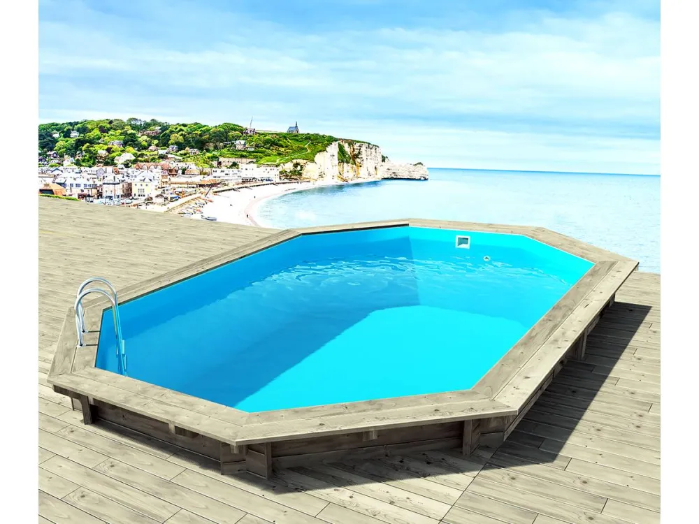 Resistente los Rayos UV Piscina de madera brazilia 5,86 x 3,86 x 1,20 m + bomba de calor reversib