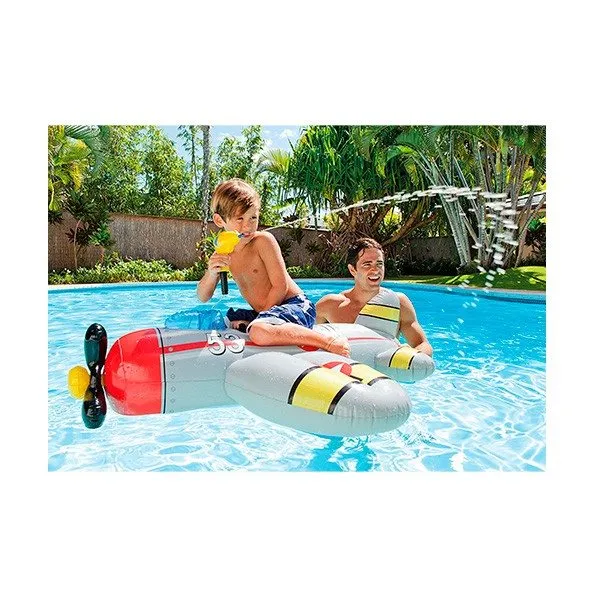 Piscina con Filtro Avión Hinchable Intex con pistola de agua rojo