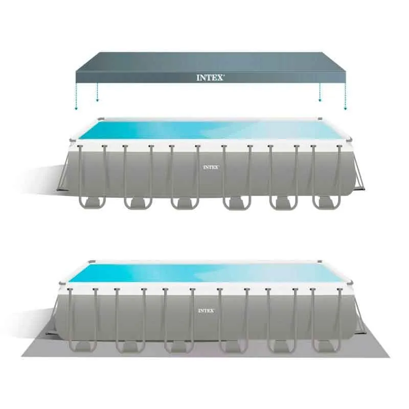 Piscina con Filtro Piscina desmontable Ultra XTR Frame Intex con malla+pelota de voleibol 31805L gris 732x366 cm